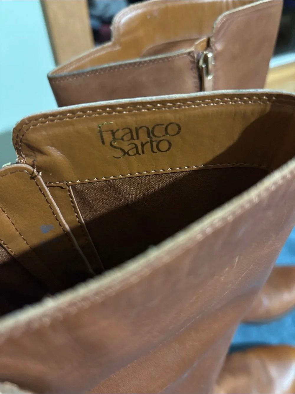 Franco Sarto Cheshire Women's Knee high Brown Leather Zip boots size 10M
